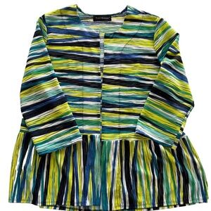 Travel Elements Size Large (S) Jacket Green Blue and White Semi Sheer Ru…